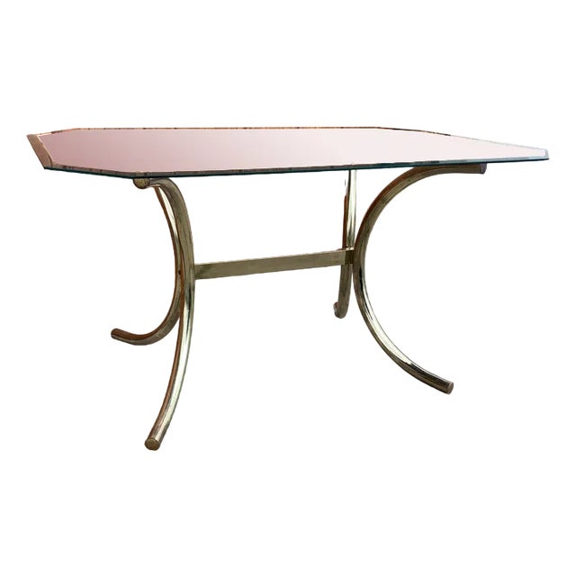 Brass and Glass Dining Table, Italy, 1970s For Sale