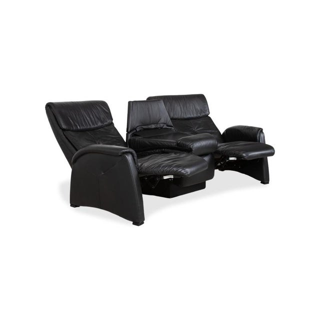 Black Leather Three-Seater Sofa with Manual Function from Himolla Trapez For Sale - Image 5 of 18