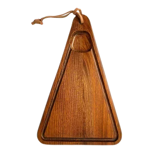 Mid Century Modern 1960s Wood Triangle Cutting Board Cheese Tray Plate