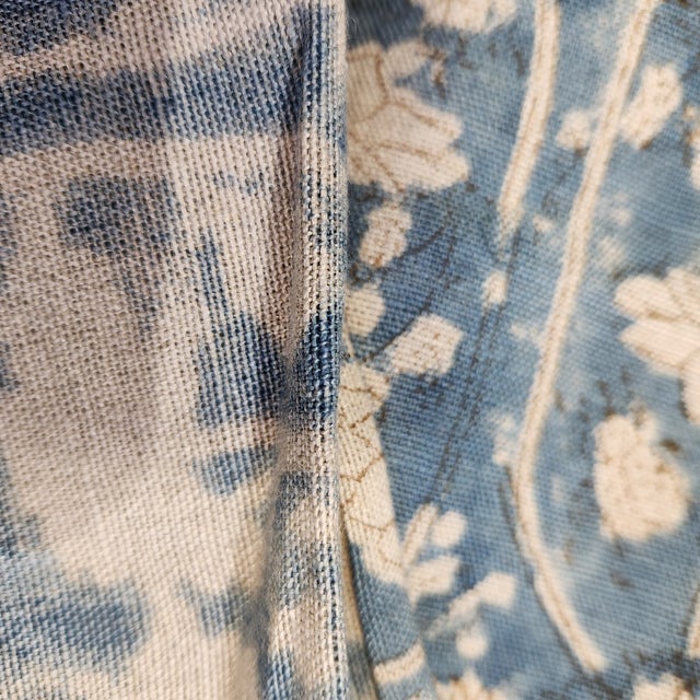 2020s Upholstery/Drapery Linen Textile. Hand Block Printed Fabric- 5 Yards For Sale - Image 5 of 6