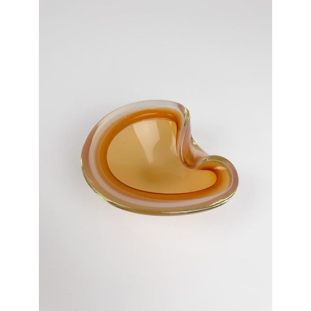 Peach-Orange Sommerso Murano Glass Shell Bowl or Ashtray by Flavio Poli for Seguso, Italy, 1970s For Sale - Image 17 of 18