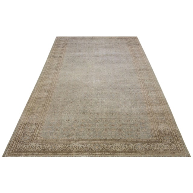 Persian 1900s, Antique Persian Agra Grey Handmade Wool Rug With Allover Design For Sale - Image 3 of 7