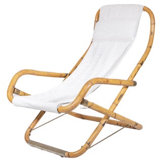 Folding Bamboo Deckchair, Italy, 1960s For Sale