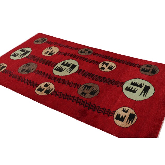 Rug & Kilim Vintage Turkish Rug in Red With Colorful Geometric Medallions, From Rug & Kilim For Sale - Image 4 of 8