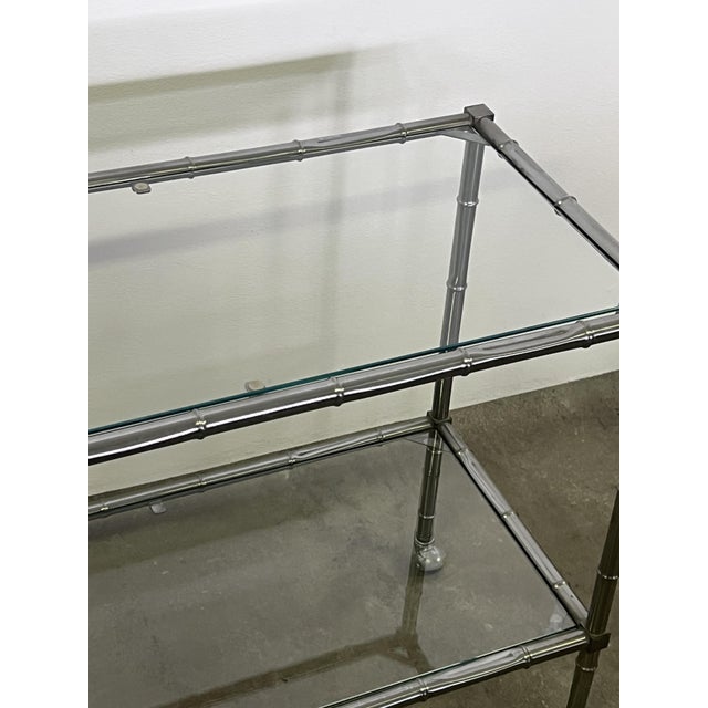 Steel Coffee Table or Serving Cart on Casters, 1980s For Sale - Image 4 of 6