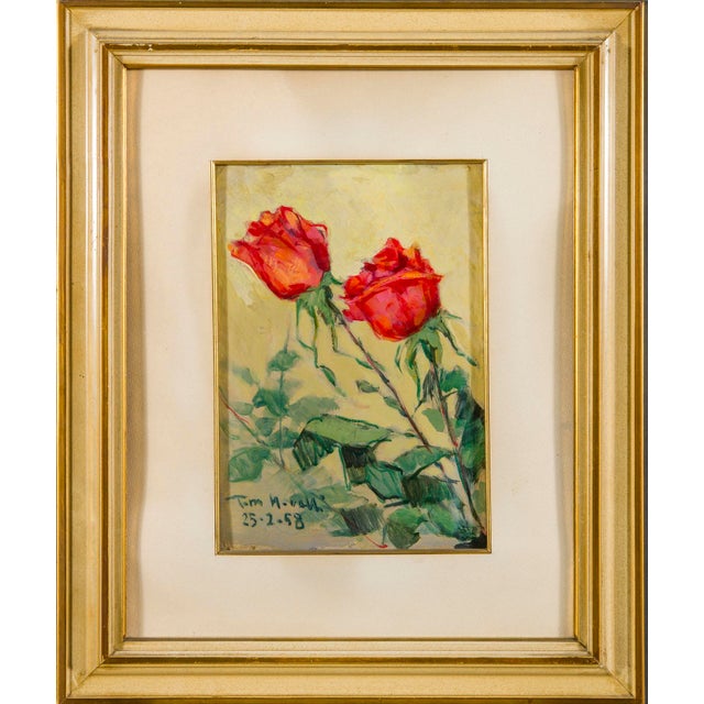 Mid-Century Modern Vittorio Novelli, Still Life with Flowers, 1958, Oil Painting on Cardboard, Framed For Sale - Image 3 of 11