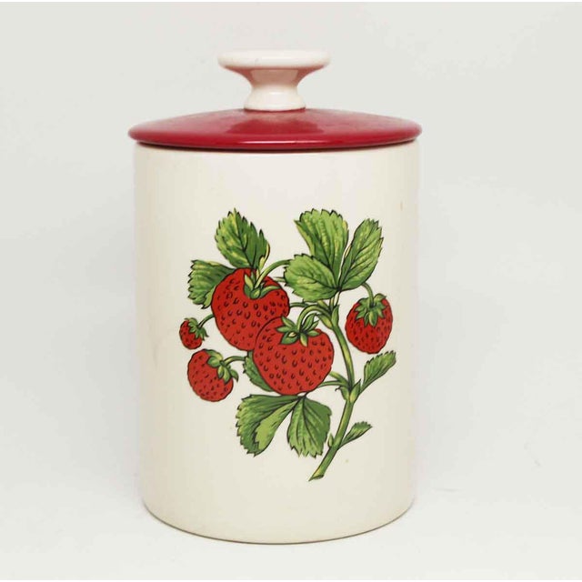 Ceramic Strawberry Jars With Red Lids Set of 3 Chairish