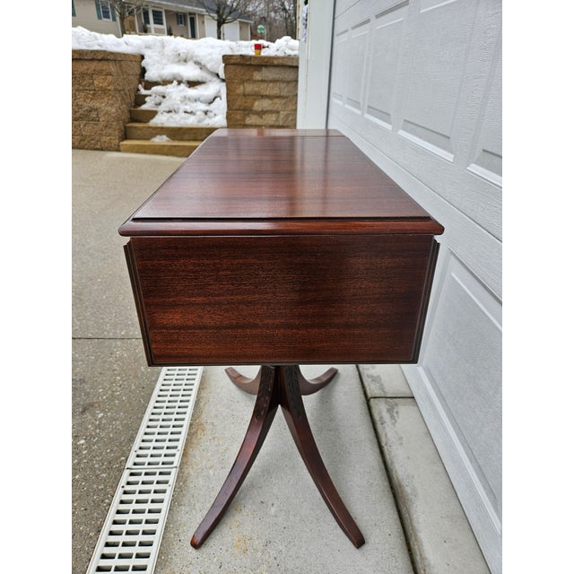Wood Mahogany Pedestal Drop Leaf Side Table For Sale - Image 7 of 12