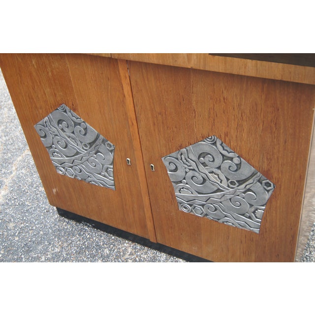 Vintage Argentinian Art Deco Walnut Vitrine China Cabinet For Sale - Image 9 of 10