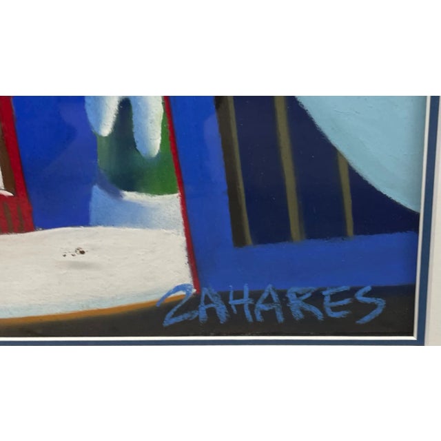 Contemporary Original Wade Zahares 'Barnyard Chickens in Winter' Pastel Illustration Painting For Sale - Image 3 of 13