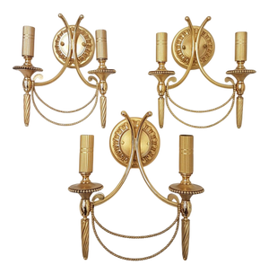 Vintage Italian Wall Lights in Gold Plated Brass from Gaetano Sciolari, 1960s, Set of 3