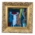 1980’s Original Small Abstract Painting Fancy Gilt Wood Frame For Sale