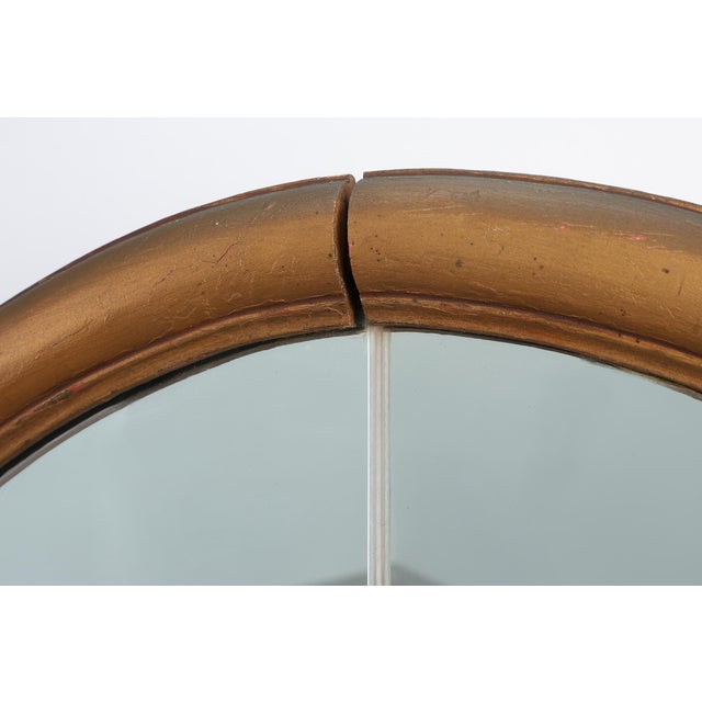 French Art Deco Oval Mirror in Gilded Oak, 1920s For Sale - Image 9 of 11