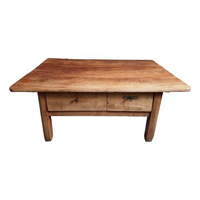 Antique Cherrywood Coffee Table with Two Drawers, 1700s For Sale