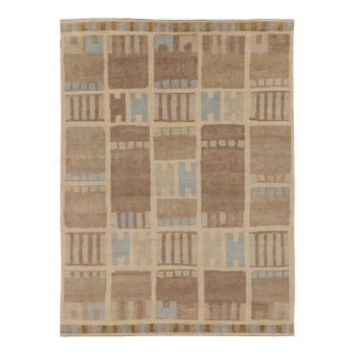 Contemporary Scandinavian Style Geometric Taupe Wool Rug by Rug & Kilim, India For Sale