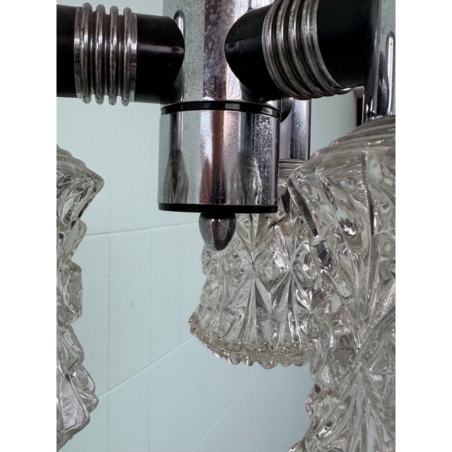 Italian Pendant Light in Glass and Steel from Targetti, 1970s For Sale - Image 15 of 18