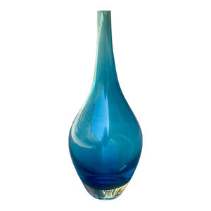 Vintage Hand Blown Blue Glass Vase