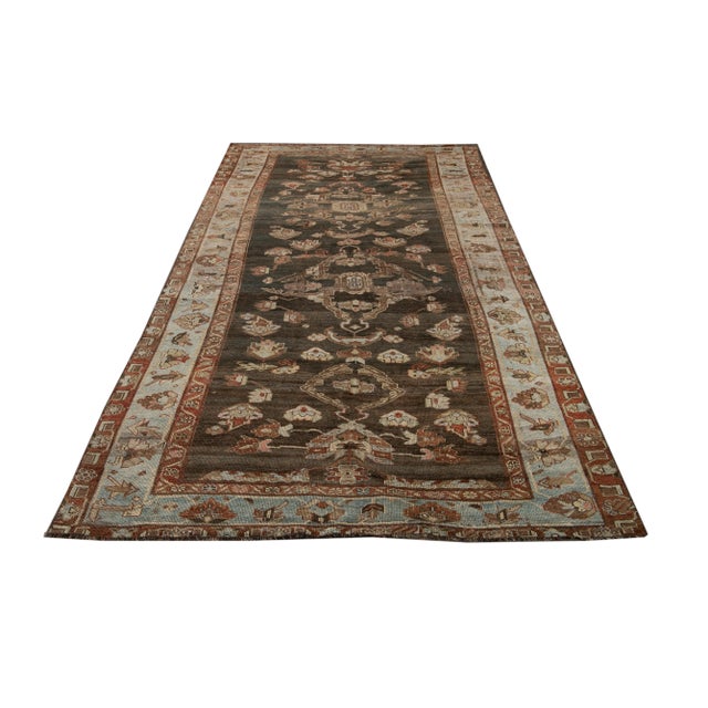 Traditional Antique Bidjar Brown Handmade Medallion Floral Wool Runner For Sale - Image 3 of 10