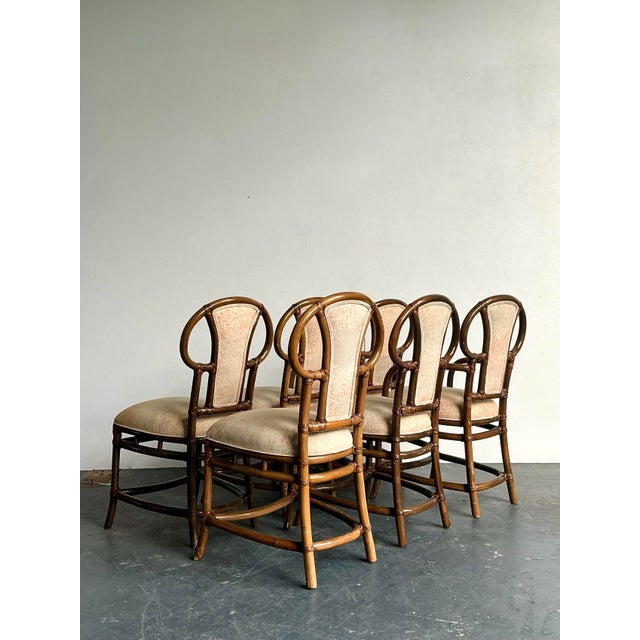 Brown Vintage Boho Henry Olko for Willow and Reed Bent Rattan Dining Chairs - Set of 6 For Sale - Image 8 of 12