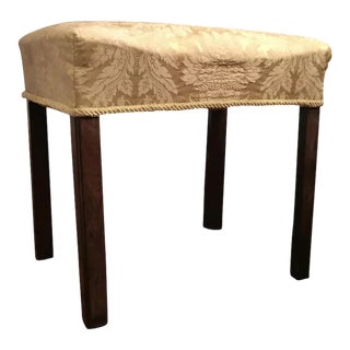 Antique 1780 English George III Chippendale Mahogany Upholstered Stool For Sale