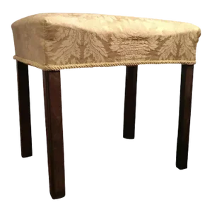 Antique 1780 English George III Chippendale Mahogany Upholstered Stool