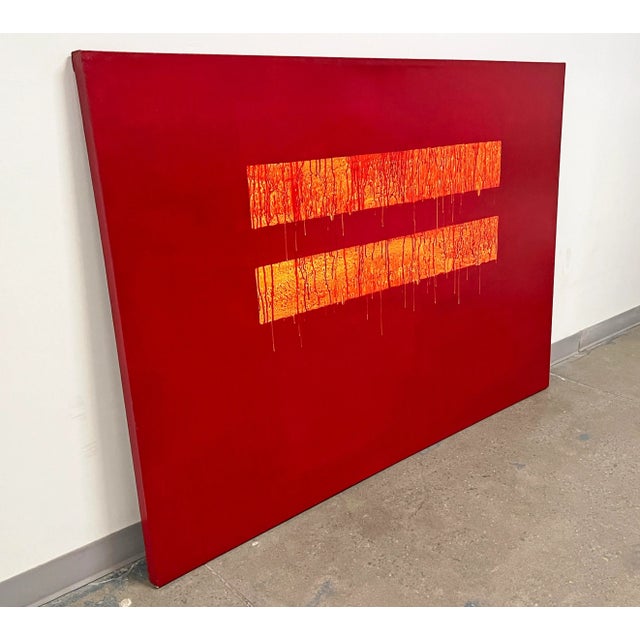A large modernist canvas, ca. 1970, by the artist Richard Alexander, then a student at the Massachusetts School of Art....