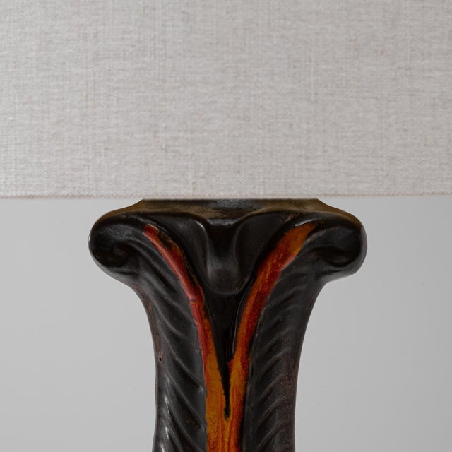 20th Century French Space Age Orange Lava Ceramic Table Lamp For Sale - Image 4 of 12