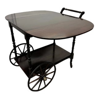 Vintage Drop Leaf + Handle Tea Cart For Sale