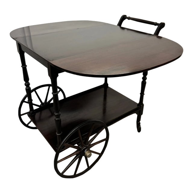 Vintage Drop Leaf + Handle Tea Cart For Sale