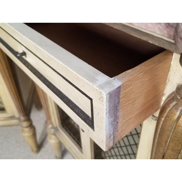 Pair of Vintage Marble Top Nightstands by Maslow Freen Furniture, C. 1950s For Sale - Image 4 of 5