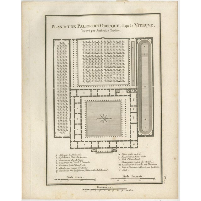 Tardieu, Ancient Greek Gymnasium and Palaestra Plan After Vitruvius, 1825, Engraving For Sale - Image 3 of 9
