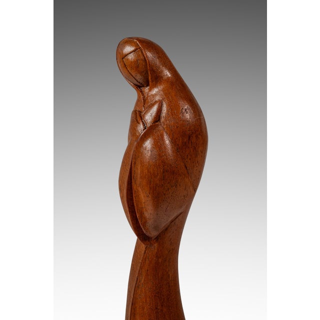 Mid-Century Danish Modern Abstract Hand-Carved Sculpture Depicting Mother Mary in Solid Teak, Usa, C. 1960s For Sale - Image 14 of 18