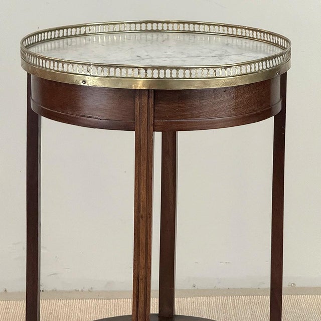 Louis XVI Mahogany Table ~ Gueridon With Carrara Marble and Brass For Sale - Image 12 of 18