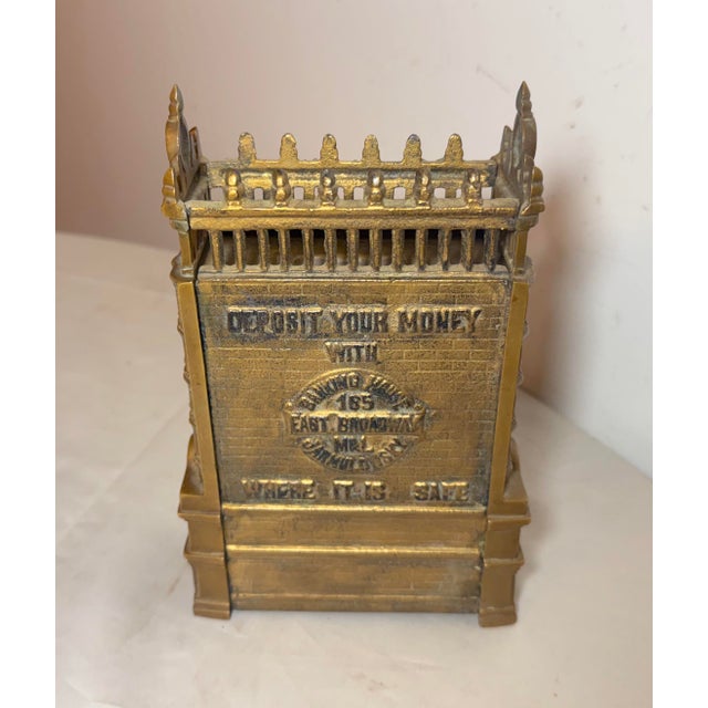 19th Century Rare Antique J. & E. Stevens Cast Iron Jarmulowsky Banking House Still Coin Bank For Sale - Image 5 of 14