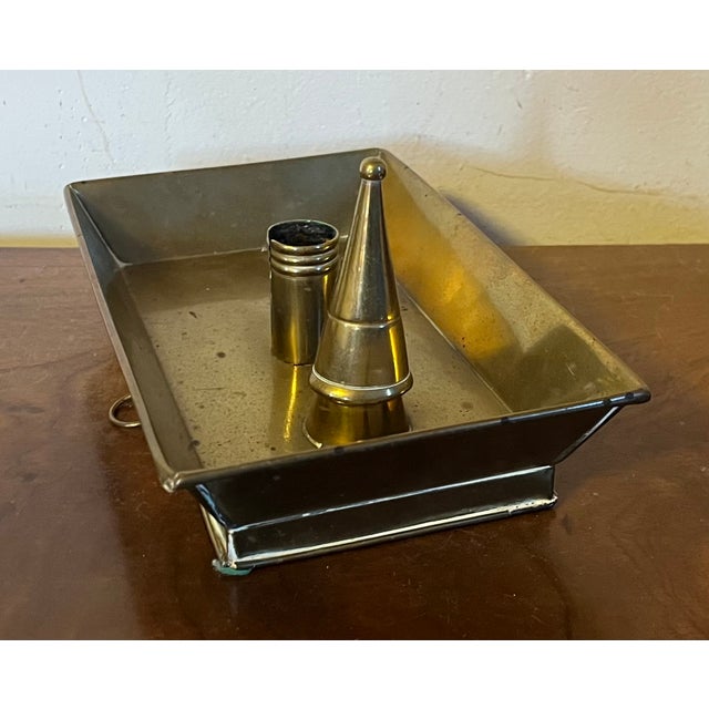 Antique 19th Century American Brass Rectangular Candle Stick Holder With Snuffer For Sale - Image 10 of 15