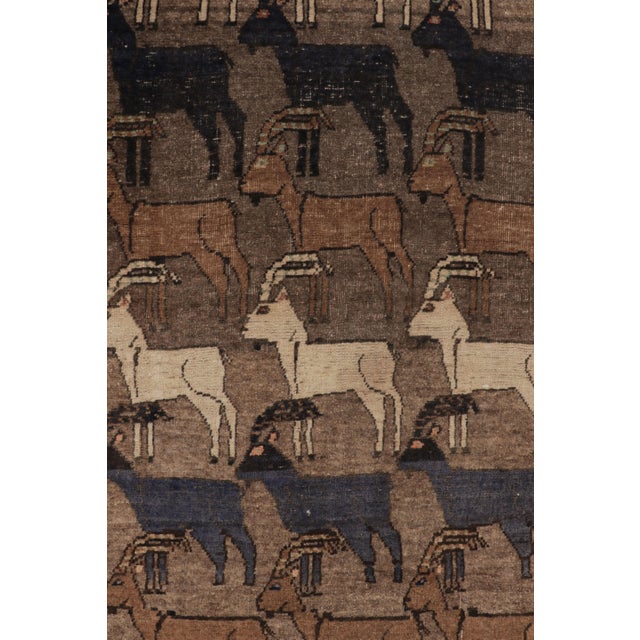 Vintage Persian Gabbeh Runner in Brown With Ibex Pictorials - Rug & Kilim For Sale In New York - Image 6 of 10