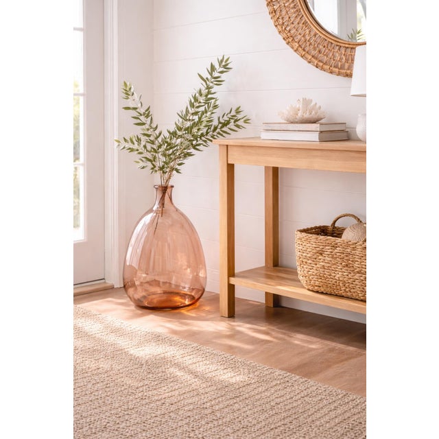 Blush Large Blush Pink Glass Demijohn Floor Vase – Coastal Organic Modern Accent, 25” For Sale - Image 8 of 8