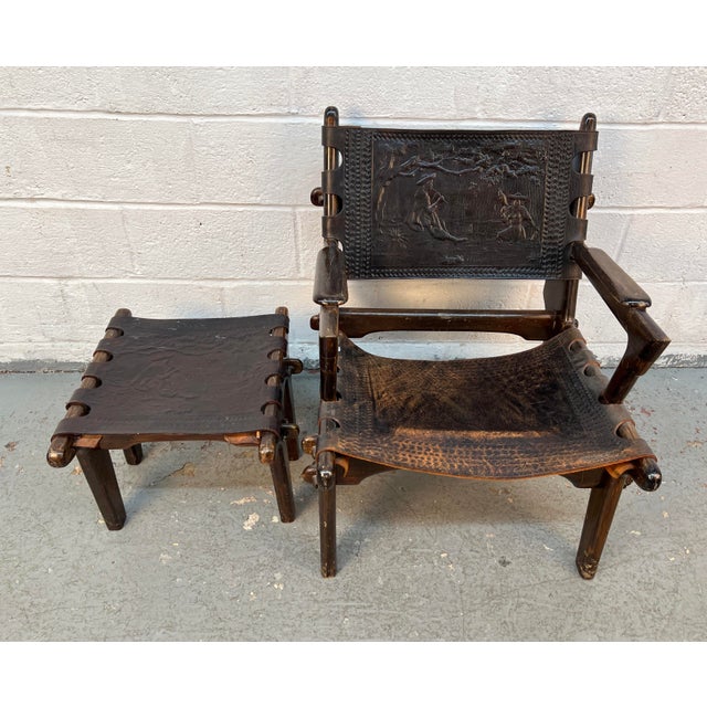 An iconic example of Latin American Mid-Century Modern design, this exceptional lounge chair and ottoman set was designed...