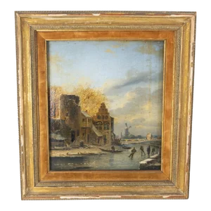 17th or 18th Century Dutch Old Master Ice Skating Painting