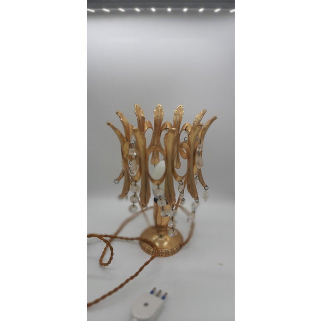 1970s Abat Jour Table Lamps in Gilt Brass and Crystal, 1970s, Set of 2 For Sale - Image 5 of 11