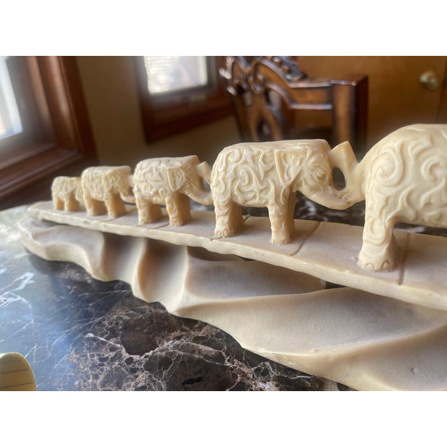 1970s Bridge Carved Sculpture of an Elephant Parade For Sale - Image 6 of 8