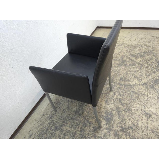 Jason 1410 Armchair Set in Black Leather by Walter Knoll, Set of 4 For Sale - Image 13 of 16