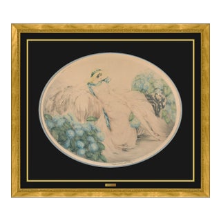 1929 Hydrangeas Art Deco Hand-Colored Etching and Aquatint Louis Icart For Sale