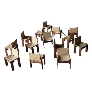 Canvas Monk Chairs by Afra & Tobia Scarpa for Molteni, Italy, 1970s, Set of 14 For Sale