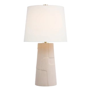 Barbara Barry for Visual Comfort Signature Braque Medium Debossed Table Lamp in Blush with Linen Shade For Sale