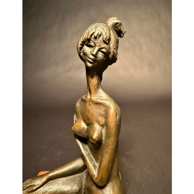 Mid 20th Century Frido Graziani Bronze Nude Female Seated Figure, Italian Mid Century For Sale - Image 5 of 8