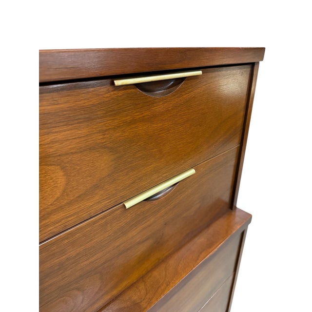 Mid-Century Modern Kent Coffey Tableau Walnut High Chest For Sale - Image 10 of 11