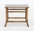 Aesthetic Movement Style Faux Bamboo Side Table, with wood laminate top above four faux bamboo legs conjoined by two box...