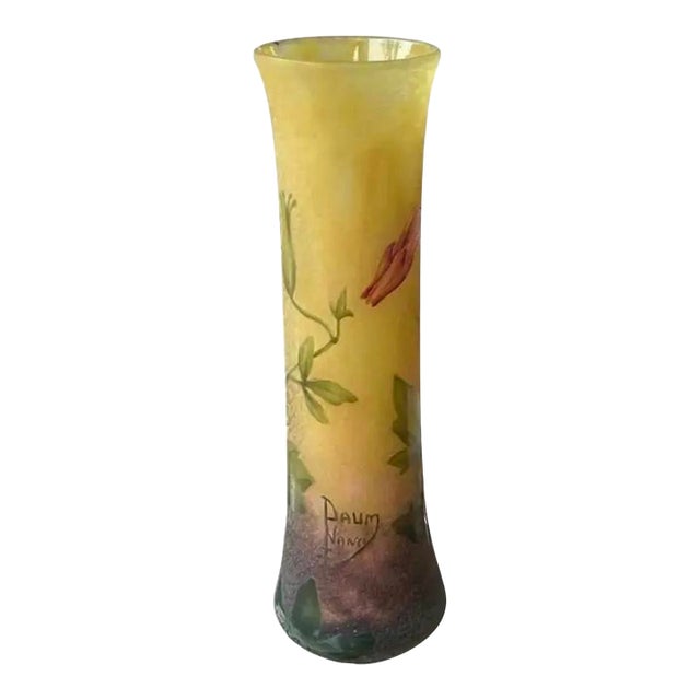 Antique Daum Nancy Art Nouveau Vase With Ancolies For Sale