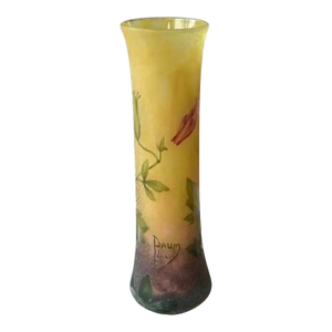 Antique Daum Nancy Art Nouveau Vase With Ancolies